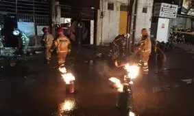 لحظه آتش سوزی یک مغازه در تهرانپارس/ ویدئو