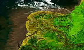 تصویر هنری یکی از بزرگ‌ترین دلتاهای زمین از منظر فضا