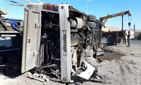 علت واژگونی اتوبوس در دهشیر تفت، نقص فنی ترمز بود/ ویدئو