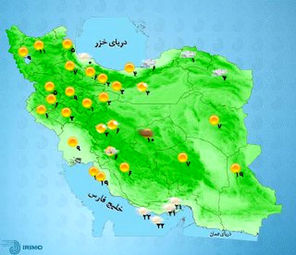 نقشه آب و هوا مراکز استان ها چهارشنبه ۱۷ آذر