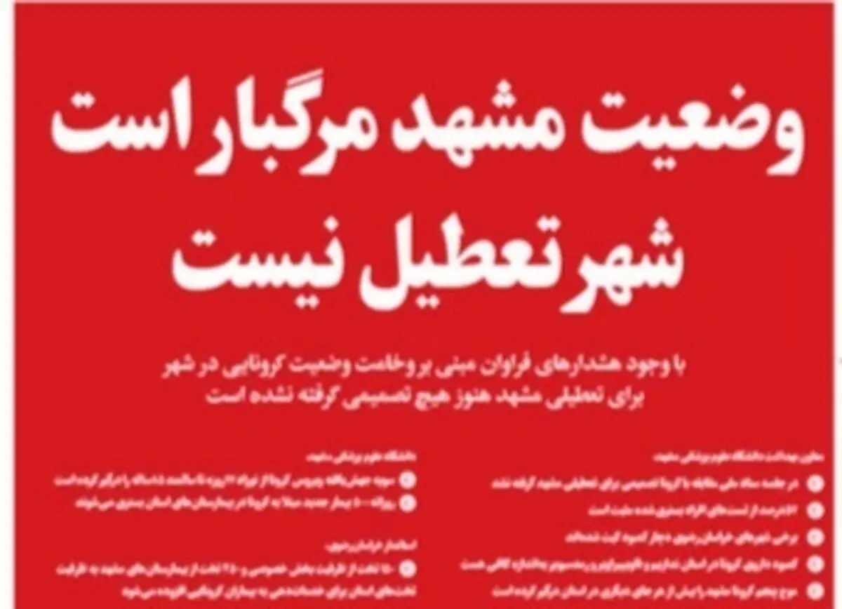 صفحه نخست روزنامه‌های امروز یکشنبه ۱۰ مرداد ۱۴۰۰