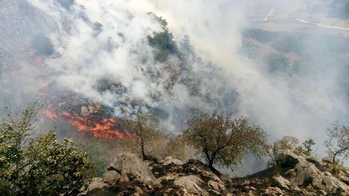 آتش‌سوزی در منطقه حفاظت شده جهان نما ادامه دارد