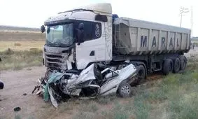 تصادف خونین پژو با کامیون