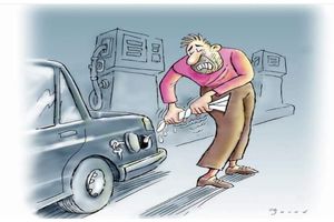 وضعیت مردم در پمپ بنزین‌ها را ببینید!/ کاریکاتور