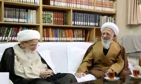 دیدار آیت الله جوادی آملی با آیت الله صافی گلپایگانی