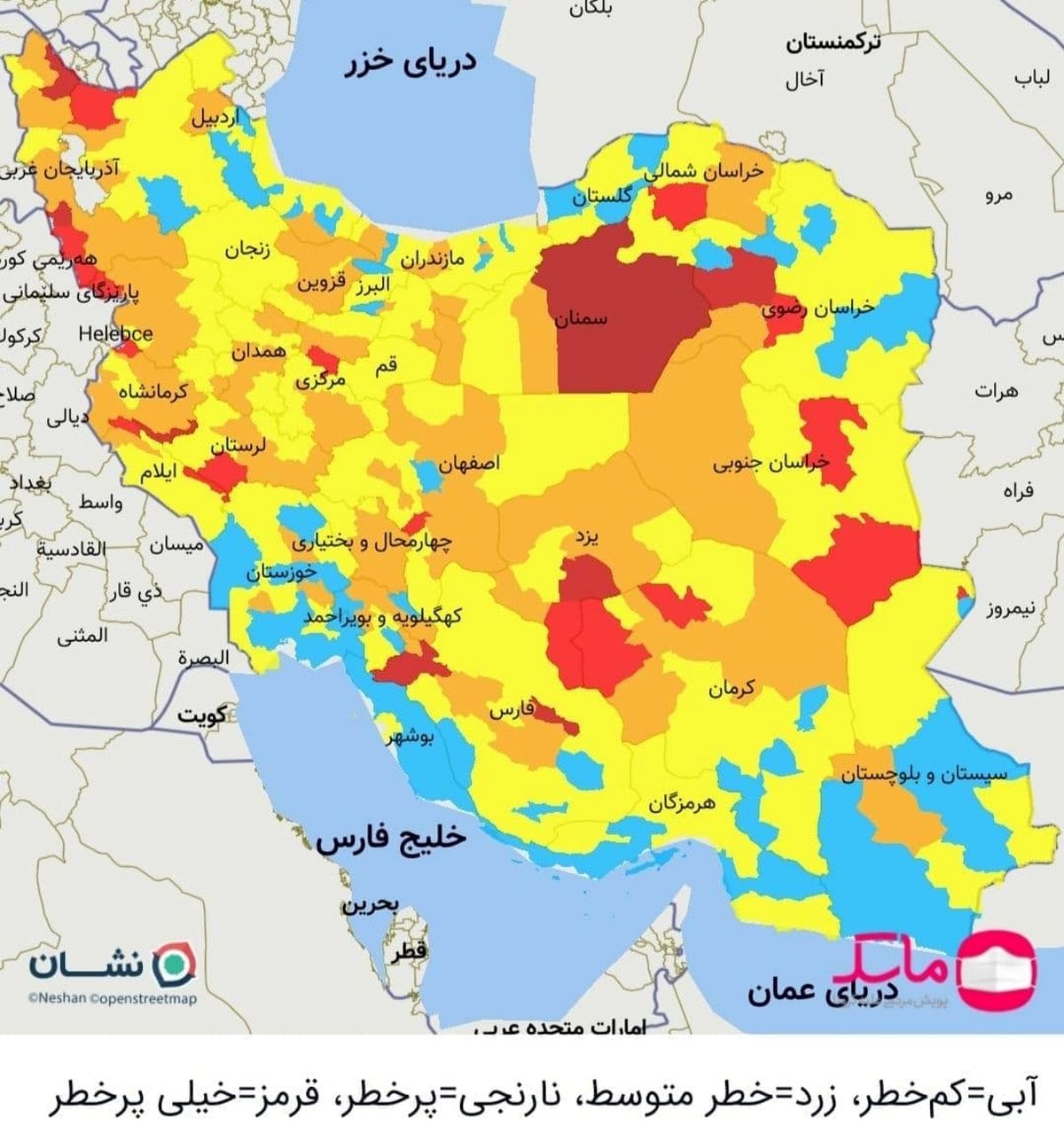 افزایش شهرستان‌های قرمز کرونا به ۳۳/ تهران زرد شد