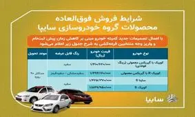 فروش فوق العاده ۴ محصول سایپا از امروز