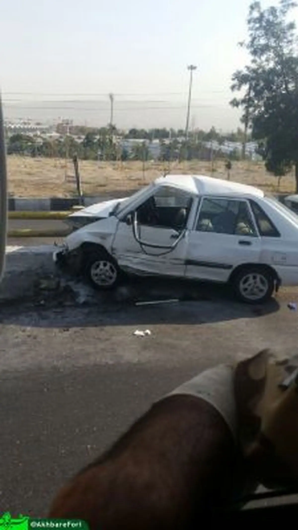 تصادف شدید پراید با گاردریل در تبریز