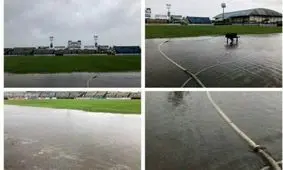 تصویری از استادیوم ملوان که دریاچه شد