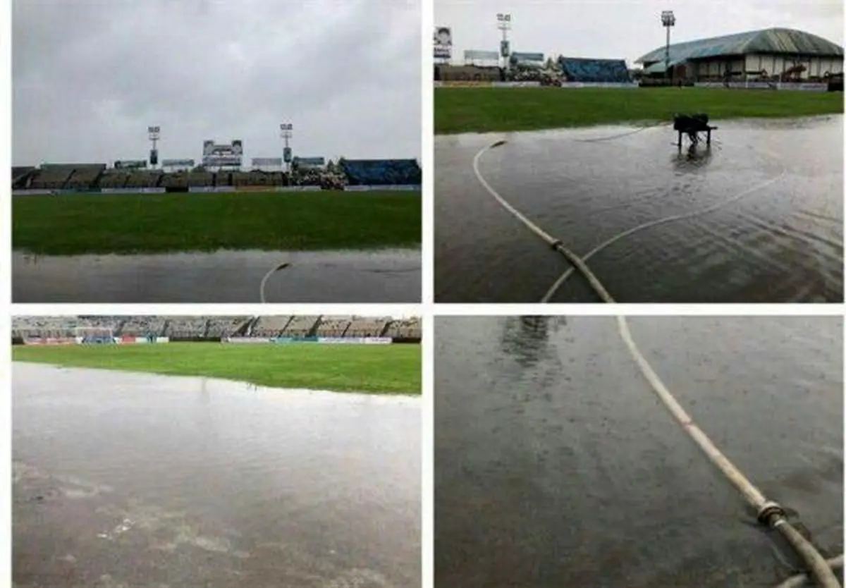 تصویری از استادیوم ملوان که دریاچه شد