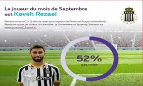 کاوه رضایی بازیکن ماه شارلروا شد+عکس