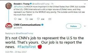 پاسخ سی‌ان‌ان به ترامپ: وظیفه شماست که آمریکا را معرفی کنید نه ما/ وظیفه ما گزارش اخبار است