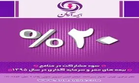 اعلام میزان سود مشارکت در منافع بیمه های عمر بیمه آرمان
