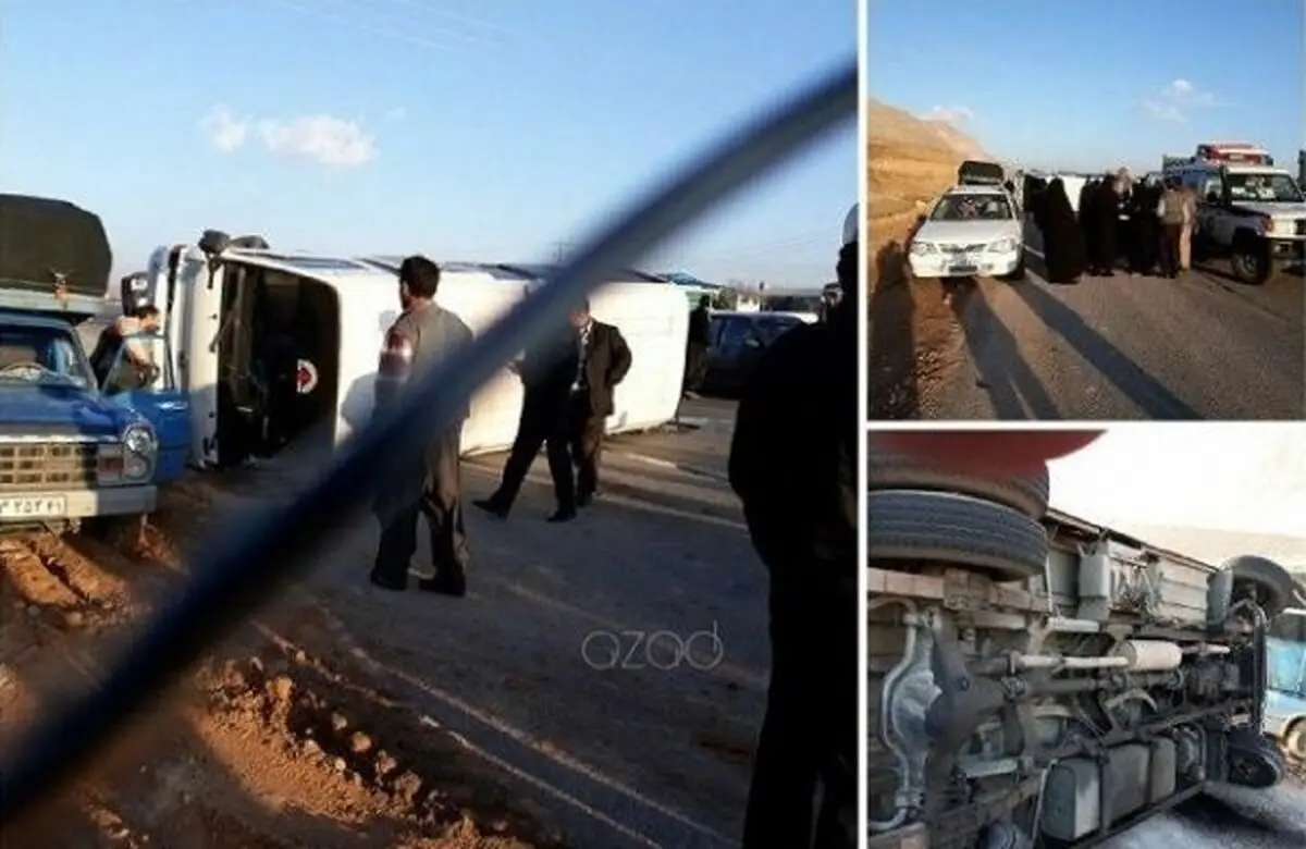 حادثه واژگونی مینی بوس حامل مدیران مقطع متوسطه بروجرد