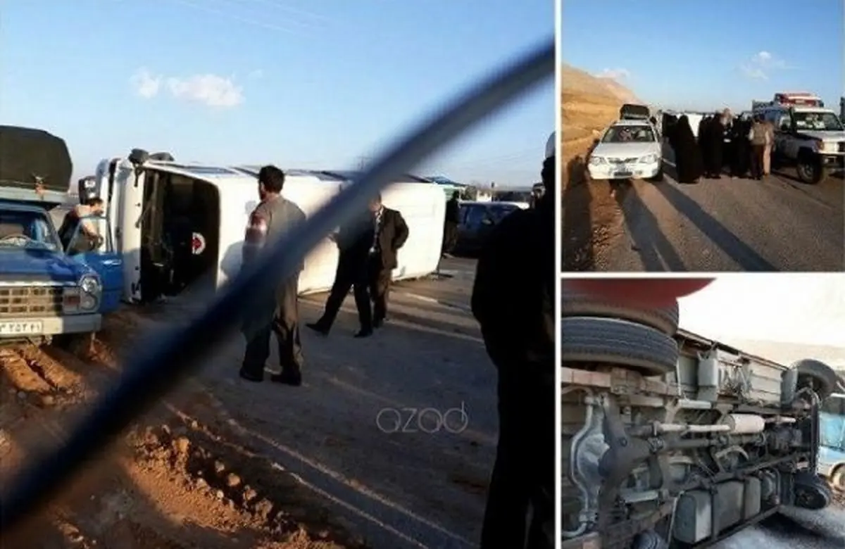 حادثه واژگونی مینی بوس حامل مدیران مقطع متوسطه بروجرد
