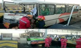 مصدومیت 21 مسافر در تصادف مینی‌بوس با کامیون در مشهد