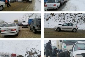 گرفتاری مردم در برف و کولاک "گردنه‌ خان بانه" به روایت تصویر