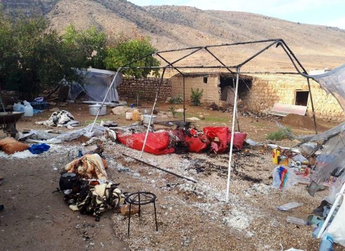 آتش در چادر زلزله زدگان