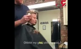 شوخی آرایشگر با یک پسر بچه با کمک خون مصنوعی