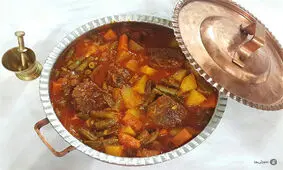 آموزش تصویری طرز تهیه خوراک گوشت و لوبیا سبز