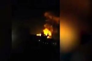 آتش‌سوزی در یک انبار تسلیحاتی در اربیل عراق+فیلم