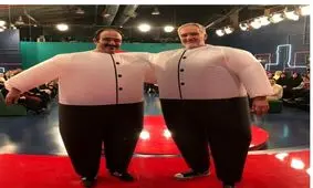 وقتی بیژن بنفشه خواه هم سایز مهران غفوریان می شود +عکس