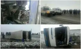 واژگونی مینی بوس در شهرستان بیله سوار 9 مصدوم برجای گذاشت