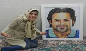 نقاشی فرهاد مجیدی توسط هنرمند معلول+عکس