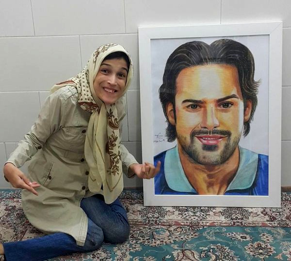 نقاشی فرهاد مجیدی توسط هنرمند معلول+عکس