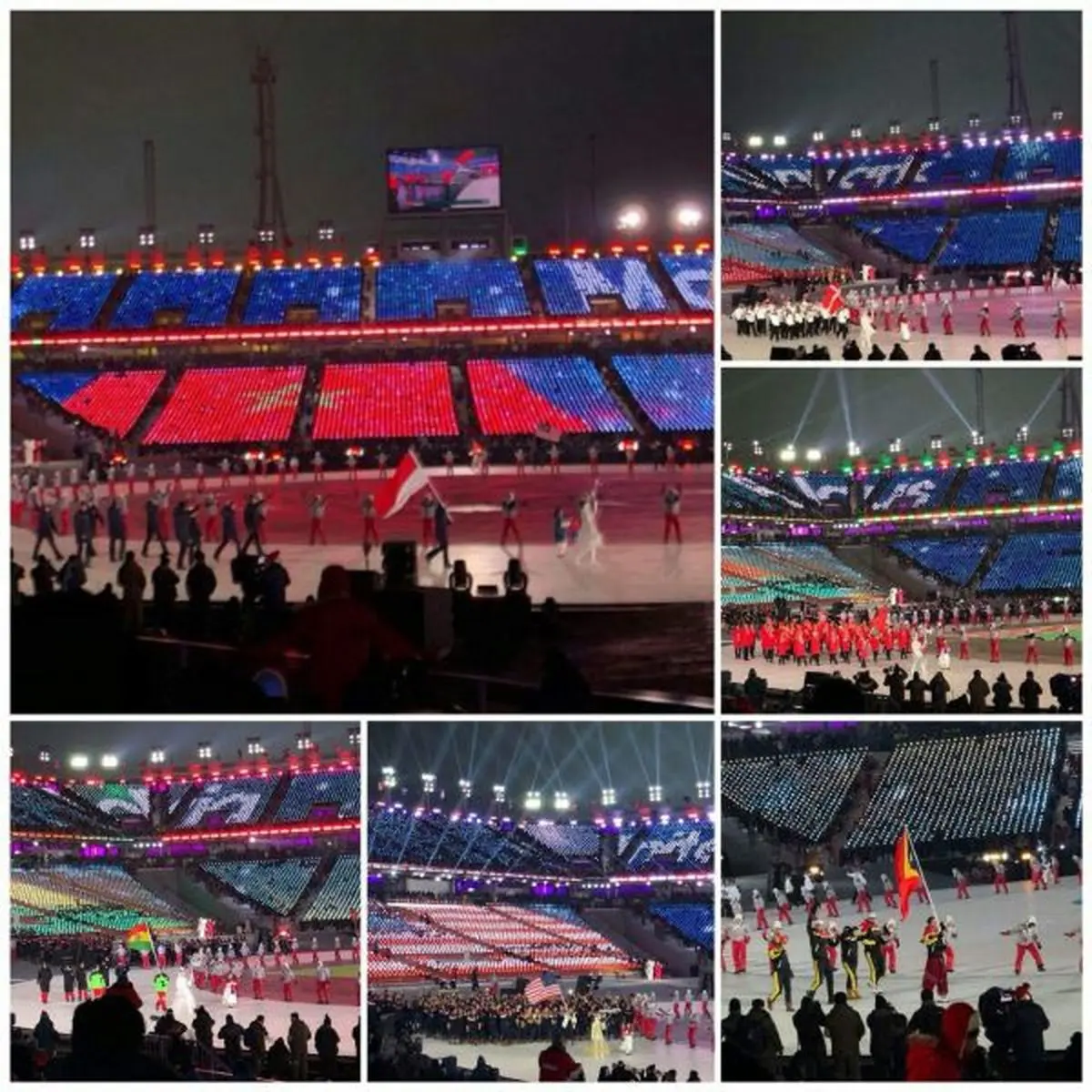 لحظه رژه ورزشکاران ایرانی در مراسم افتتاحیه المپیک زمستانی