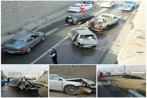 سقوط یک پژوپارس از روی پل در اتوبان تهران-کرج