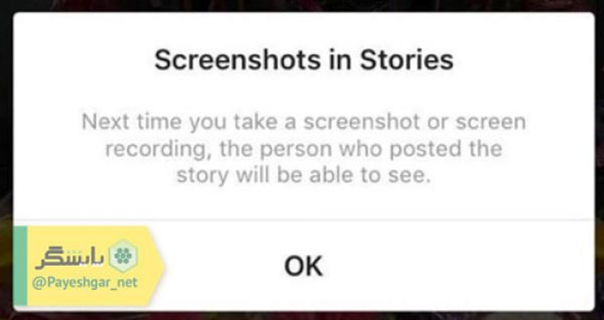 اسکرین شات به صاحب اینستاگرام اطلاع داده می شود