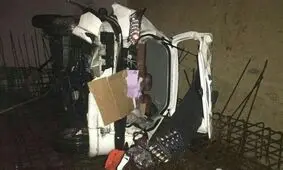 سقوط ۱۲ متری پژو ۲۰۶ به داخل گودال در ولنجک + عکس