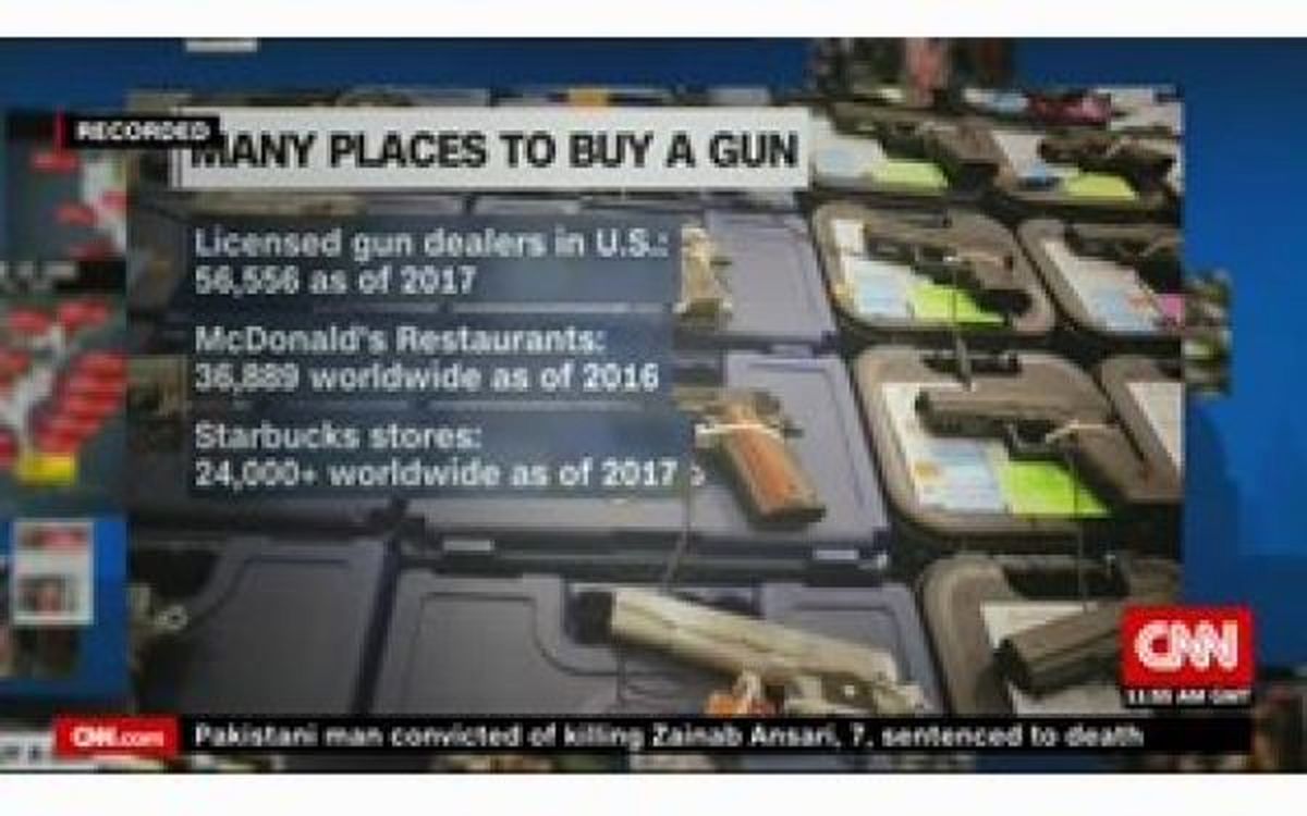 افزایش فروشگاه های اسلحه در آمریکا به نسبت رستوران