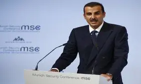 تظاهرات علیه امیر قطر در نزدیکی محل برگزاری کنفرانس مونیخ