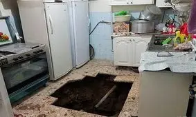 کف آشپزخانه زن میانسال را بلعید + تصاویر