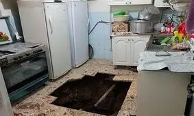 کف آشپزخانه زن میانسال را بلعید + تصاویر