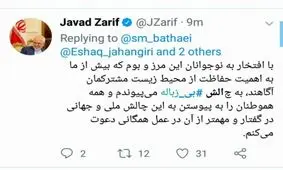 ظریف هم به چالش بی زباله پیوست