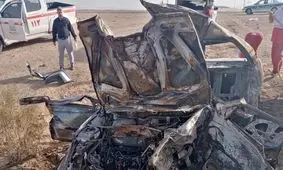 جان باختن ۴ نفر در آتش‌ گرفتن پژو در نزدیکی دامغان