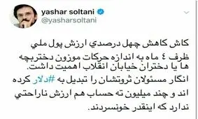 واکنش یاشار سلطانی به افزایش قیمت دلار