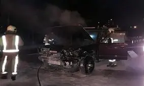 آتش گرفتن پاترول در آزادراه خلیج‌فارس + تصاویر