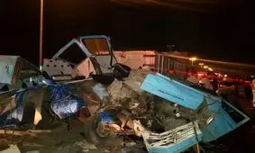 تصادف مرگبار ۳خودرو و یک کامیون در جاده ورامین + تصاویر