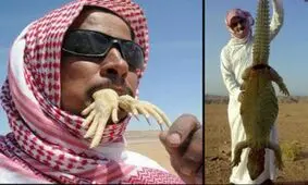 دستگیری مرد سعودی پس از شکار و ذبح ۱۲۰ مارمولک عظیم‌الجثه! +فیلم