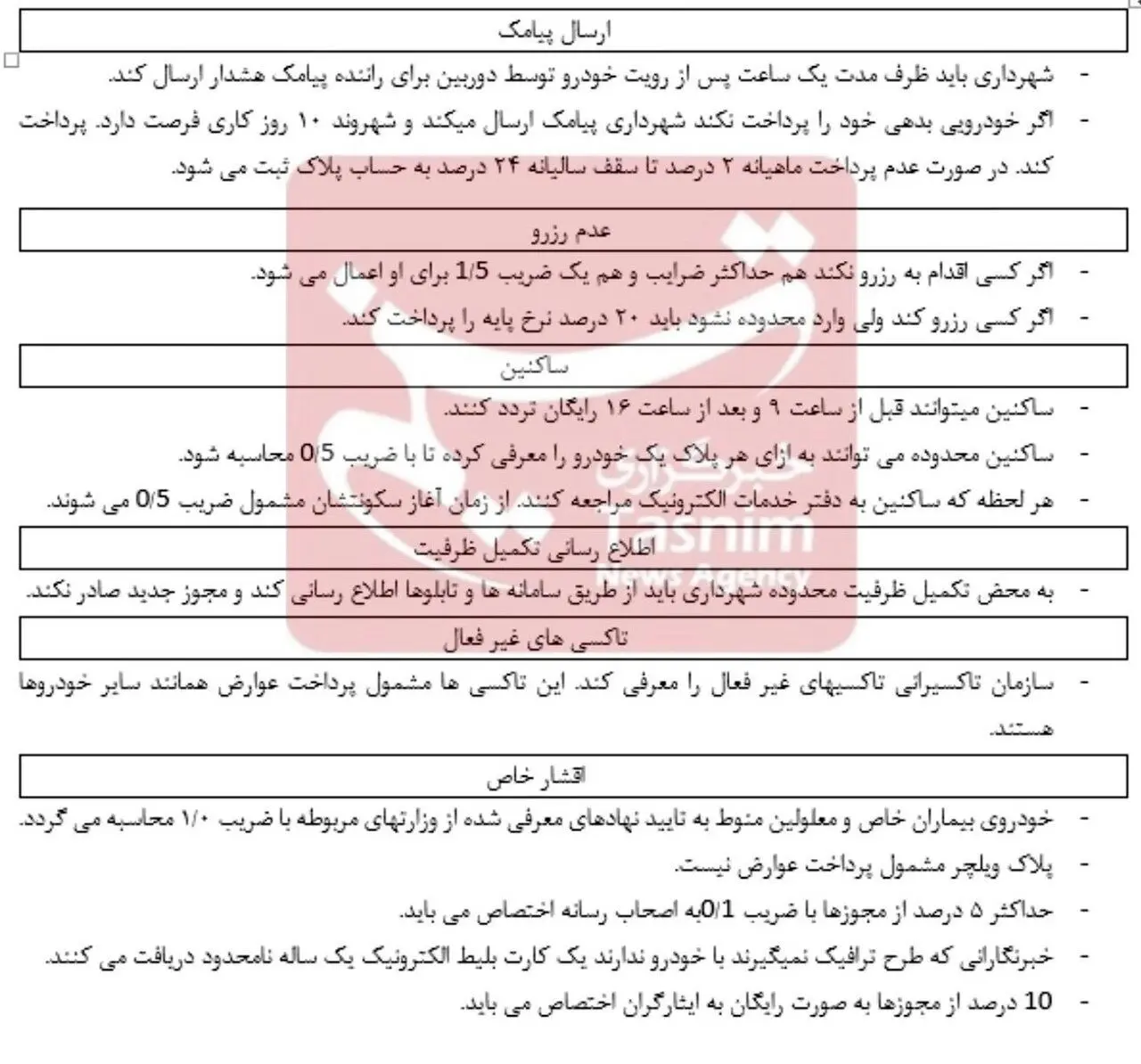 جزئیات مصوبه طرح ترافیک تهران در سال ۱۴۰۵/ جدول تعرفه‌ها
