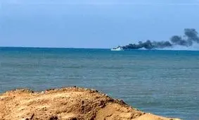 آتش گرفتن کشتی نیروی دریایی اسرائیل در مقابل ساحل نهاریا

