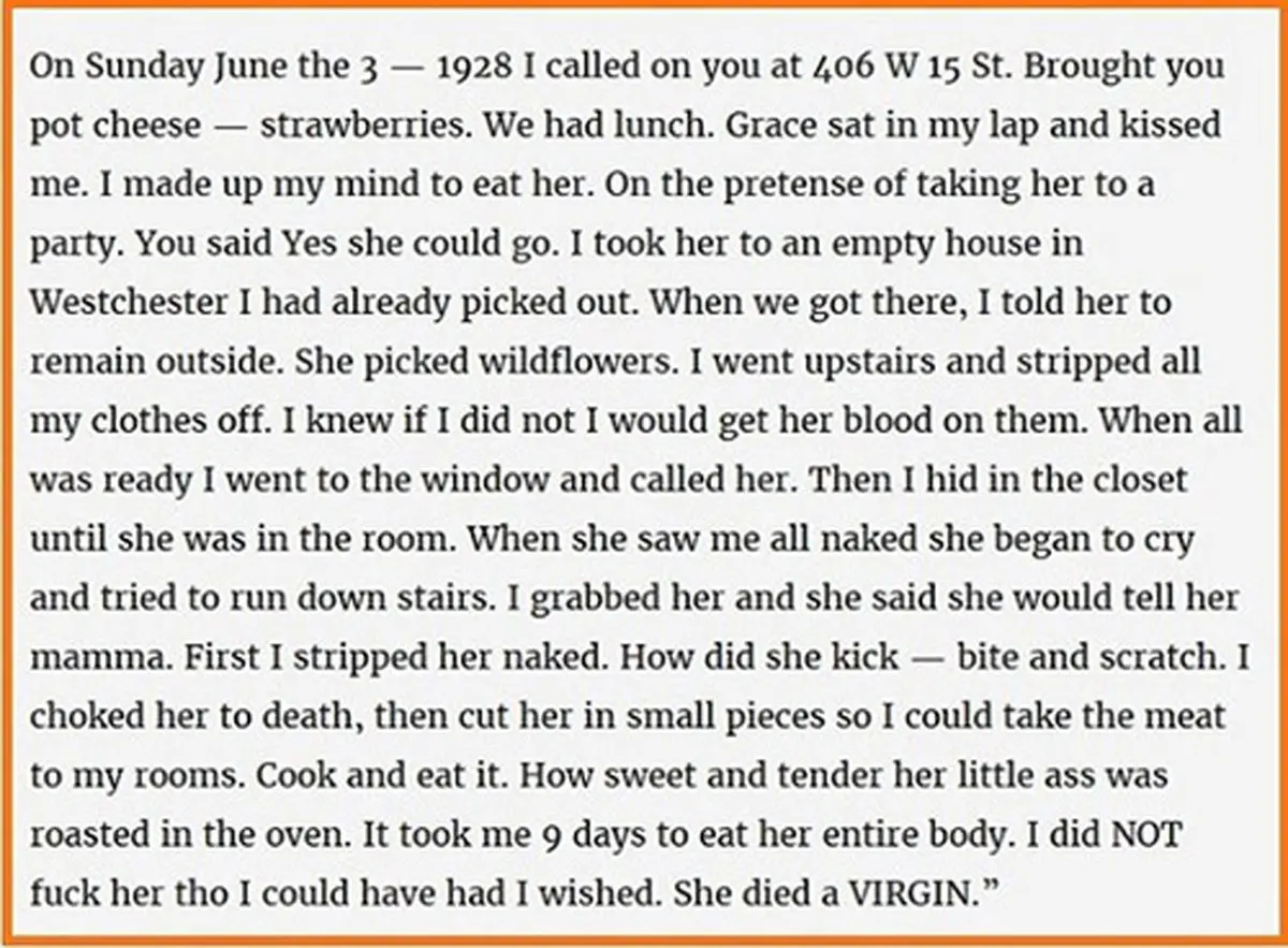 وحشتناک ترین نامه دنیا که یک قاتل نوشت