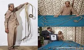 ناخن های دو متری این مرد رکورد گینس را شکست