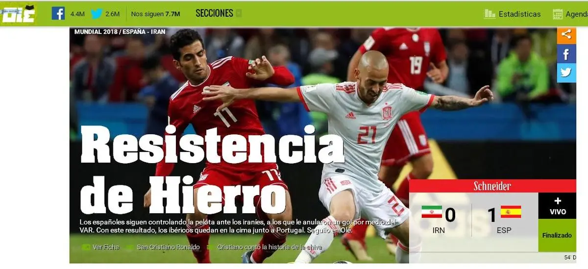 بازتاب جهانی بازی دلاورانه ایران مقابل اسپانیا (عکس)