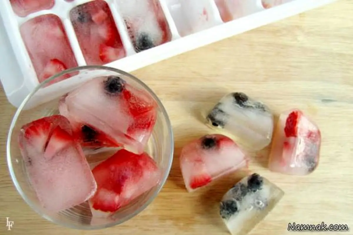 تزیین یخ با میوه و گل برای مجالس و مهمانی ها