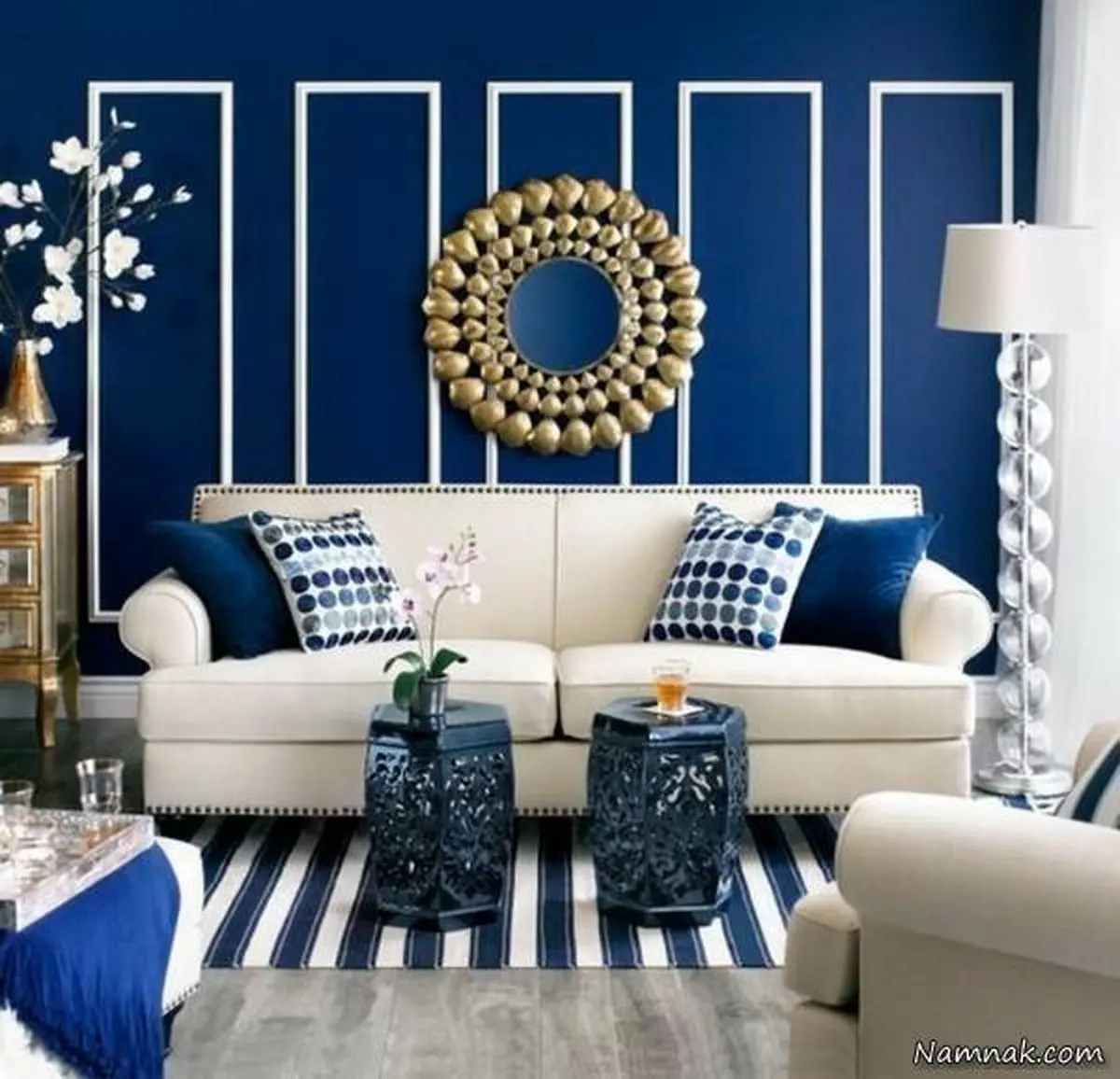 نهایت آرامش در اتاق نشیمن هایی به رنگ آبی